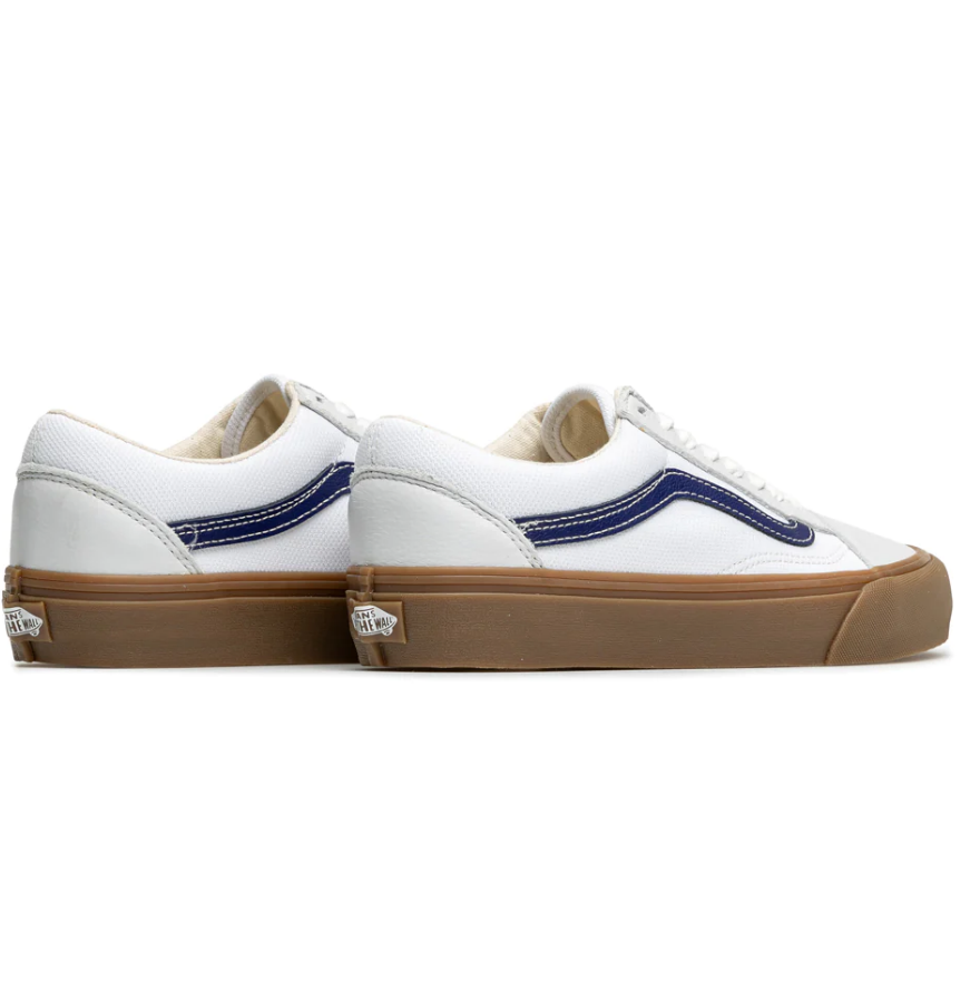 Mens blue hot sale and white vans