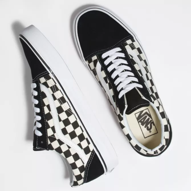 Black and white top check old skool vans