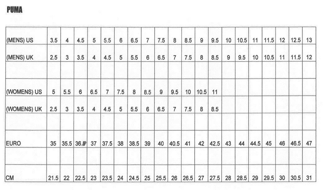 Ripndip shoe size sales chart