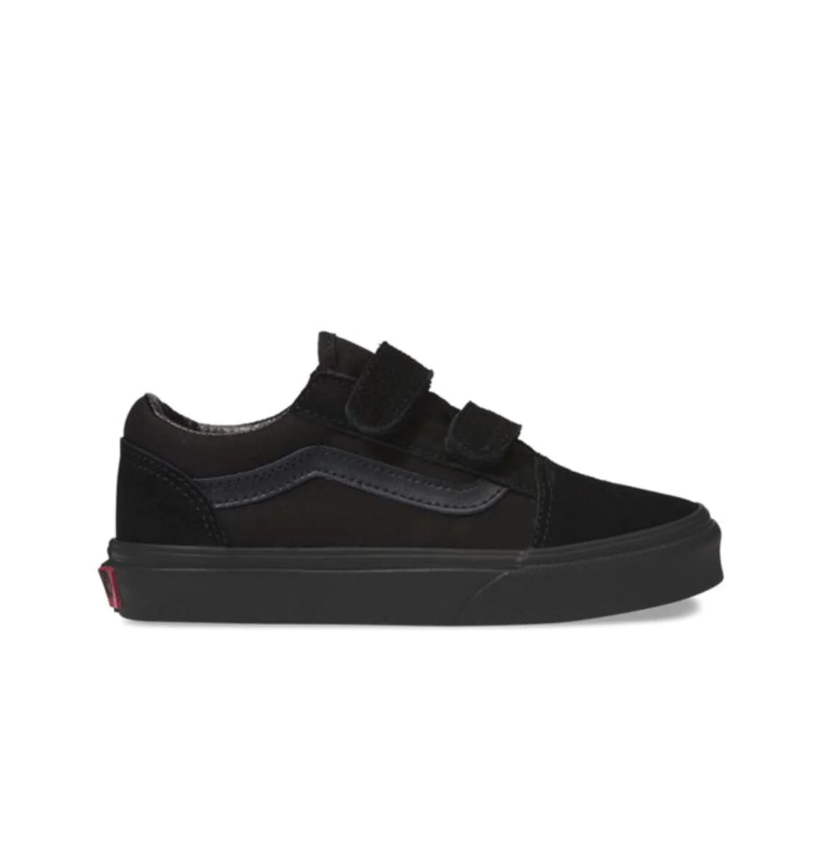 Black and white top old skool velcro vans