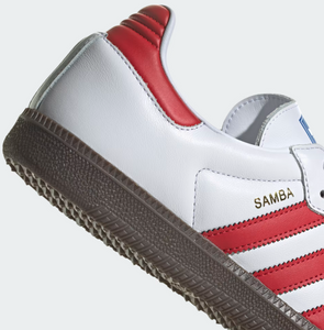 Red white and 2025 blue adidas sambas