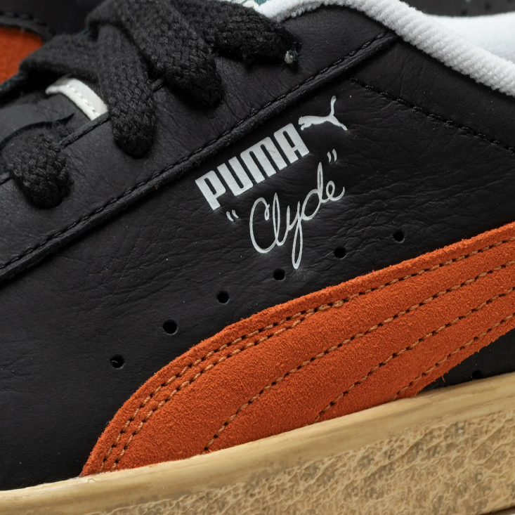 PUMA Clyde Vintage Black Rickie Orange 394687 02 LF leftfoot