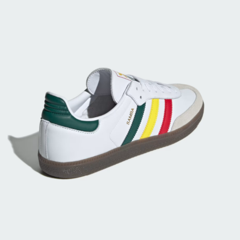 adidas Samba OG Rasta White IH3118 White Yellow Green Unisex LEFTFOOT