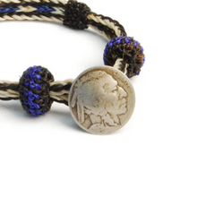 Load image into Gallery viewer, CHAMULA Concho Bracelet Wht Blk Blue Unisex (LF)