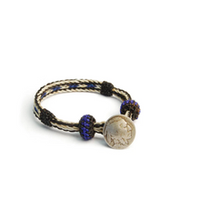 Load image into Gallery viewer, CHAMULA Concho Bracelet Wht Blk Blue Unisex (LF)