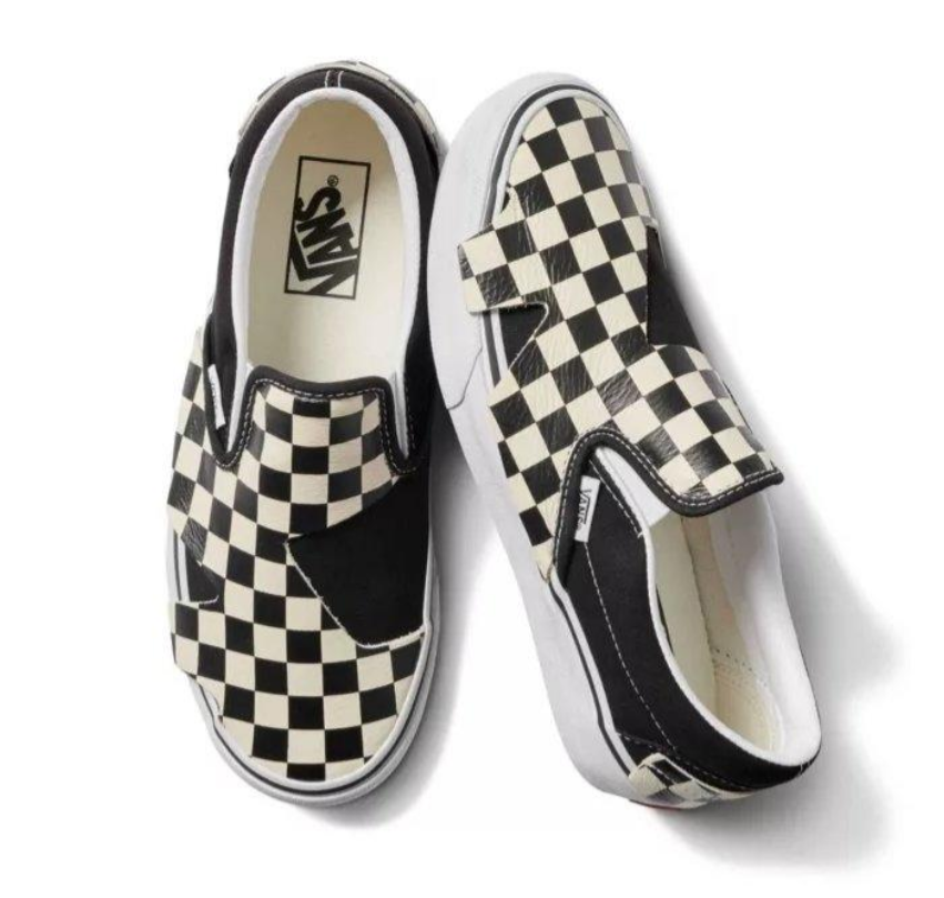 VANS CLASSIC SLIP ON ORIGAMI CHECKERBOARD TRUE WHITE leftfoot