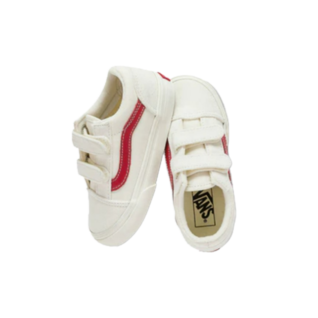 VANS Old Skool V Marshmallow Racing Red Toddlers (LF) – - Main Image