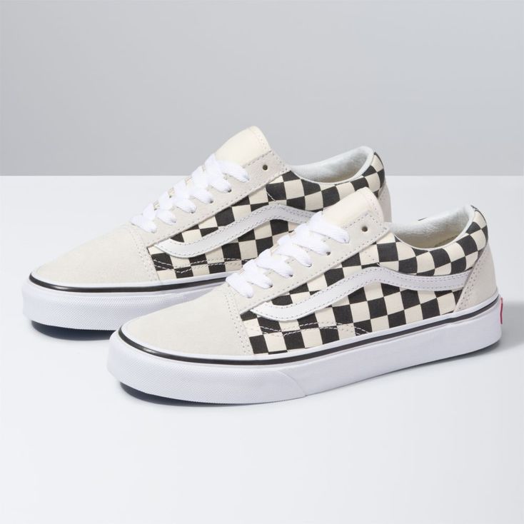 Black and gray checkerboard vans with laces Clearance