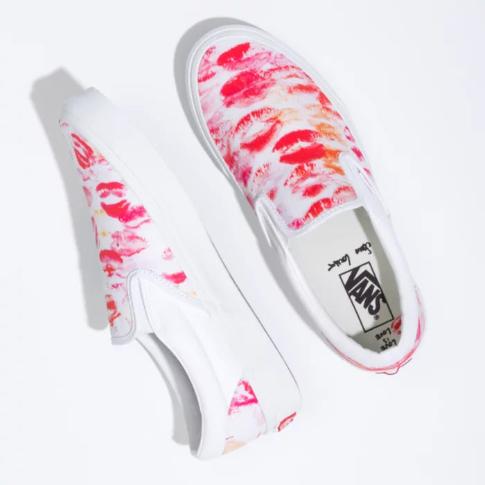 White and pink sales slip on vans