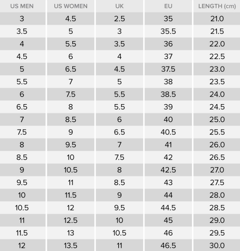 Converse jack purcell size chart sales