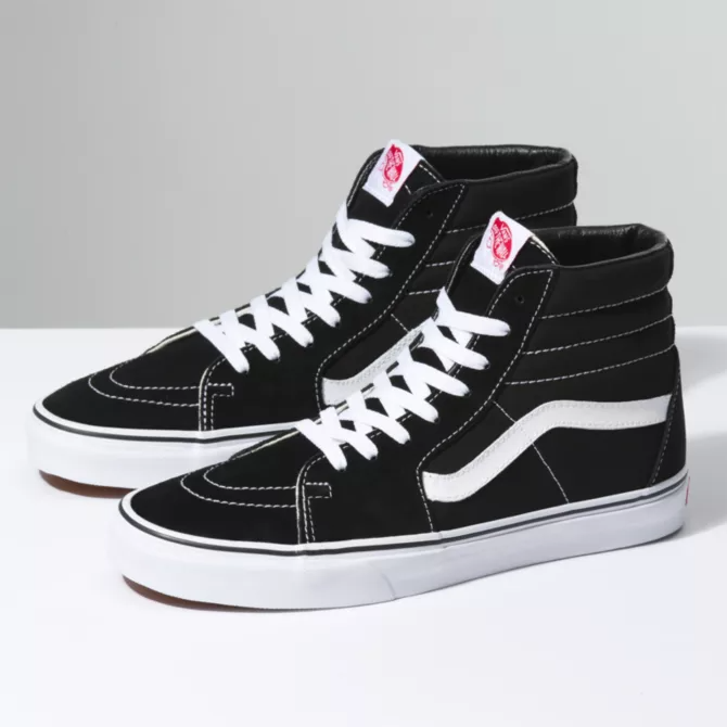 VANS SK8 HI BLACK BLACK WHITE leftfoot