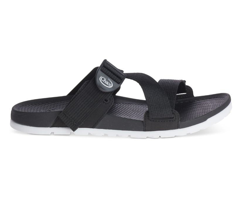 CHACO LOWDOWN SLIDES WOMENS BLACK WHITE JCH107854 leftfoot.sg