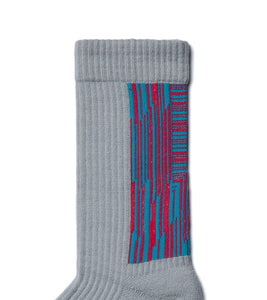 Nozzle Quiz LANDING Midcalf socks - Peach Blue