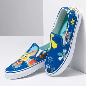 blue and yellow slip on vans
