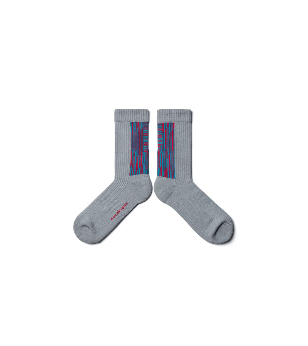Nozzle Quiz LANDING Midcalf socks - Peach Blue